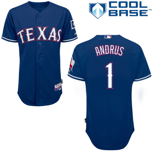 Elvis Andrus #1 MLB Jersey-Texas Rangers Men's Authentic Alternate Blue 2014 Cool Base Baseball Jersey